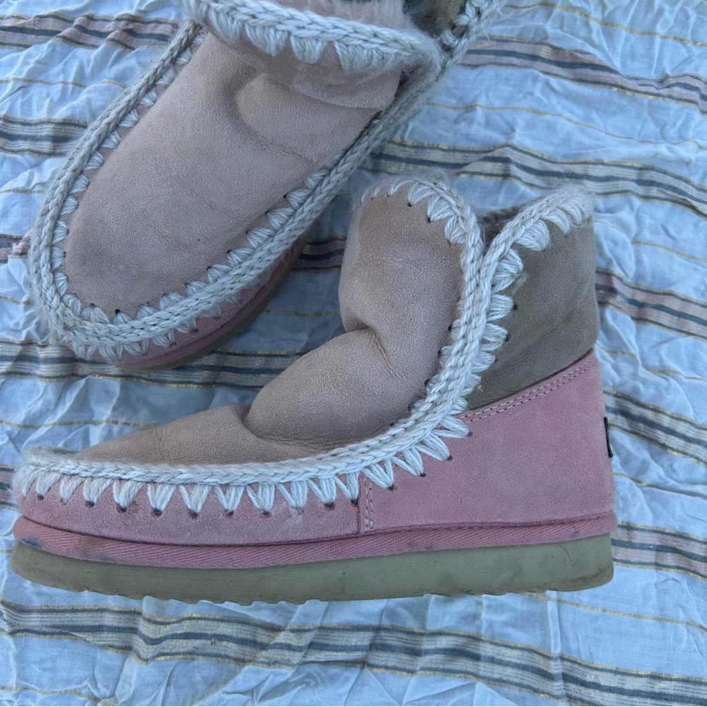 Pink Suede Mou Boots